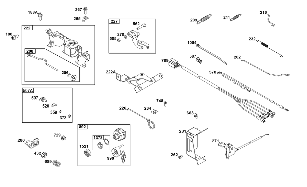 Controls Group Diagram and Parts List for 386447-0099-H5 200000 - 399999 Briggs and Stratton Engine